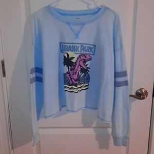 Light Blue Jurassic Park Crop-Top Shirt